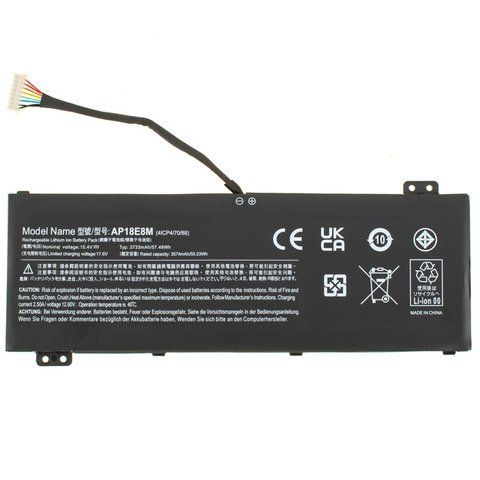 Батарея Acer AP18E8M акумулятор для ноутбука Aspire Nitro 5 AN515-43, AN515-54, AN515-55 series 15.4V 3730mAh 57.5Wh, Black KT.0040G.013 LBM-124649 фото