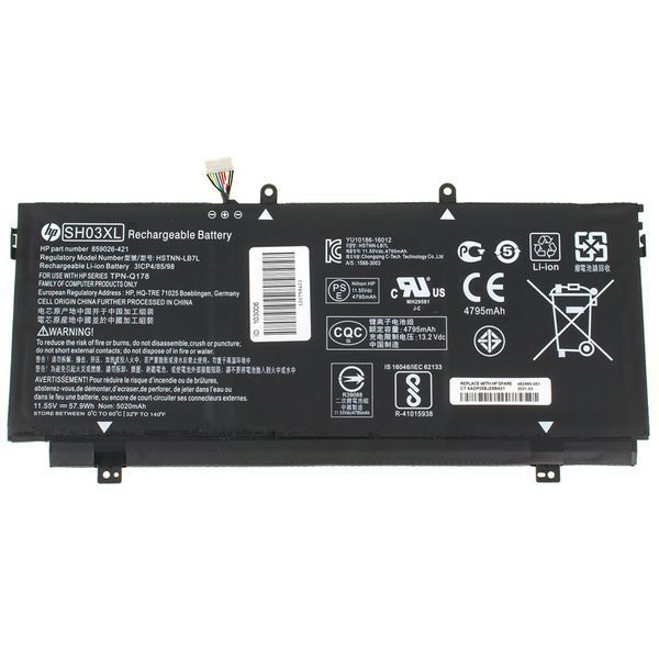 Оригінальна Батарея HP SH03XL акумулятор для ноутбука Spectre X360 13-AC, 13-AB 11.55V 5020mAh 57.9Wh Black 859356-855 LBM-103006 фото
