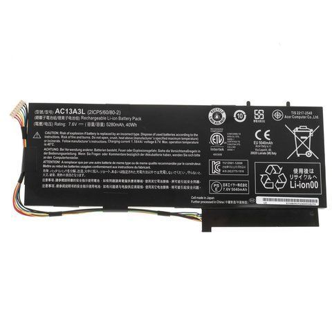 Оригінальна Батарея Acer AC13A3L акумулятор для ноутбука Aspire P3-131 series, TM X313-M series 7.6V 5280mAh 40Wh, Black LBM-047264 фото