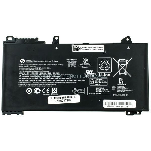 Оригинальная Батарея HP RE03XL аккумулятор для ноутбука ProBook 450 G7, 455 G7 11.55V 45Wh Black LBM-078592 фото