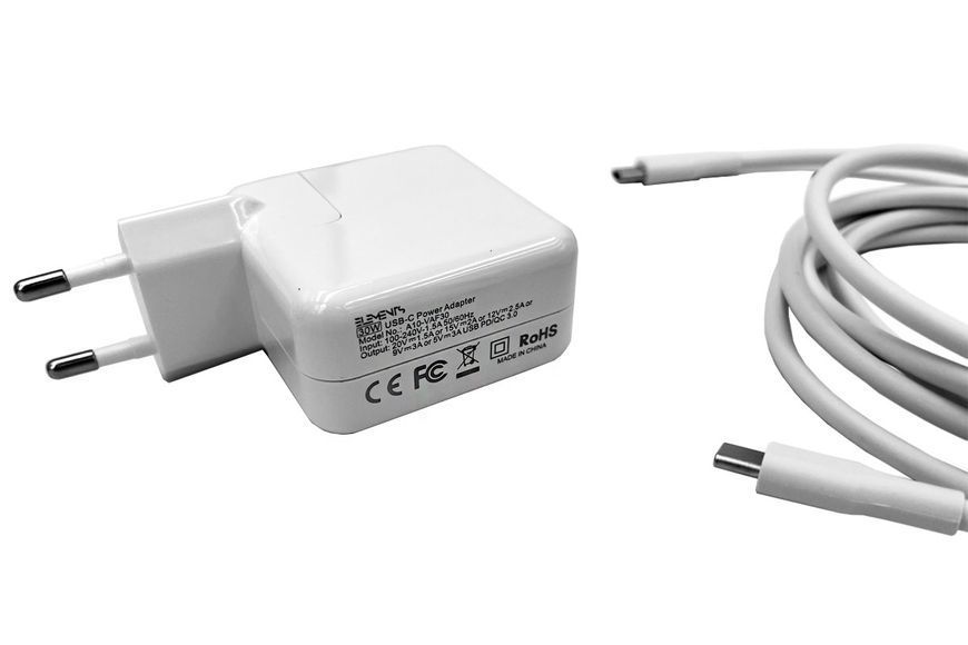 Зарядное устройство для ноутбука Apple USB-C 30W з кабелем Type-C (блок питания, зарядка) LBM-003992 фото