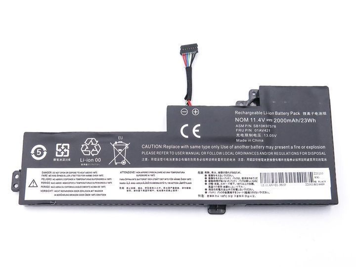 Батарея LENOVO 01AV419 аккумулятор для ноутбука ThinkPad T470, T480, A475, A485 11.46V 2095mAh 24Wh Black SB10K97576 LBM-068175 фото