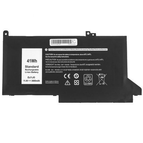 Батарея DELL DJ1J0 акумулятор для ноутбука Latitude 7280 7480 7490 11.4V 3600mAh Black LBM-089702 фото