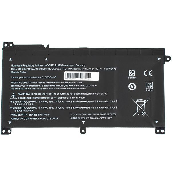 Батарея HP BI03XL акумулятор для ноутбука Stream 14-AX, 13-U, 14-CB 11.55V 3400mAh 39Wh Black LBM-139993 фото