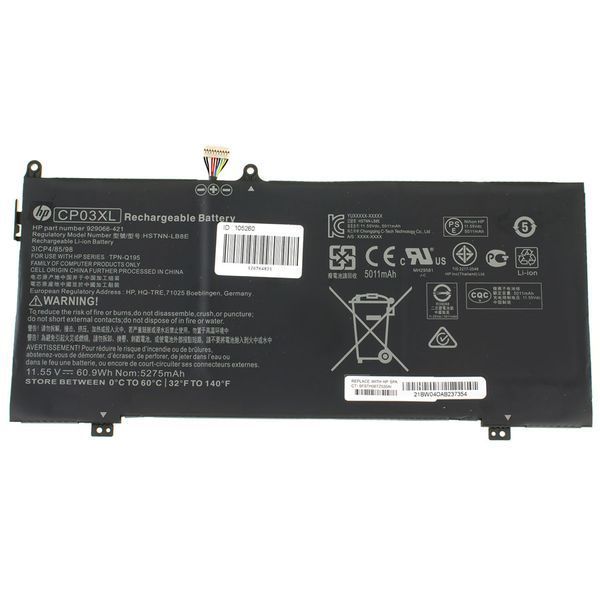 Оригінальна Батарея HP CP03XL акумулятор для ноутбука Spectre X360 13-AE 11.55V 5275mAh 60.9Wh Black 929066-421 LBM-105260 фото