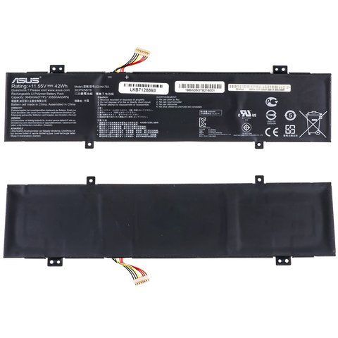 Оригінальна Батарея ASUS C31N1733 акумулятор для ноутбука VivoBook Flip 14 TP412UA, TP412FA 11.55V 3640mAh 42Wh Black 0B200-02970000 LBM-067923 фото