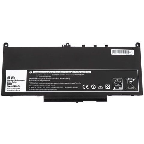 Батарея DELL J60J5 акумулятор для ноутбука Latitude E7270, E7470, MC34Y, 1W2Y2 7.4V 7200mAh 53Wh Black LBM-066479 фото