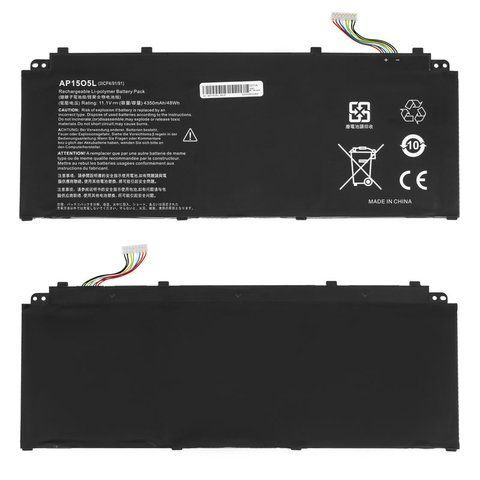 Батарея Acer AP15O5L акумулятор для ноутбука БЕЗ УШЕК Aspire S5-371, Chromebook R13 CB5-312T 11.1V 4350mAh Black LBM-075606 фото