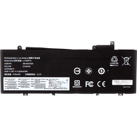 Батарея LENOVO L17M3P71 аккумулятор для ноутбука ThinkPad T480s 11.58V 4920mAh 57Wh Black LBM-140775 фото